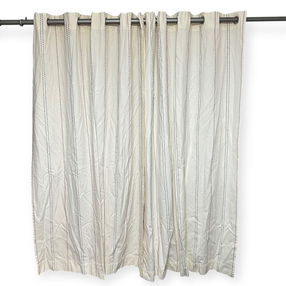 Pottery Barn Kids Pickstitch Curtain Red and Blue 2 Panel 44 x 63